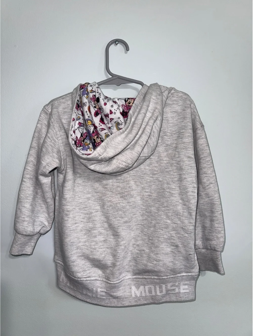 Girls Size 4 Minnie Mouse Grey Hooded Zip-Up Sweatshirt